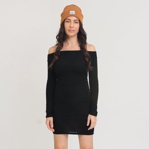 Knit off shoulder bodycon mini dress by The Classic
